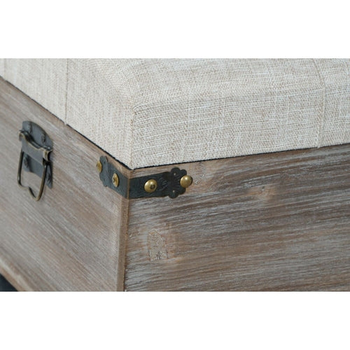 Foot-of-bed Bench DKD Home Decor Brown Cream 3 Pieces Wood Polyester