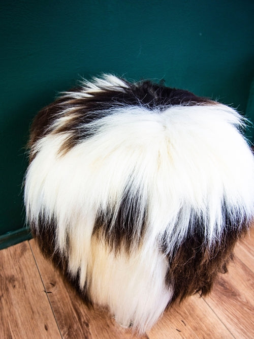 Birch Wood and real Jacob sheepskin Ottoman